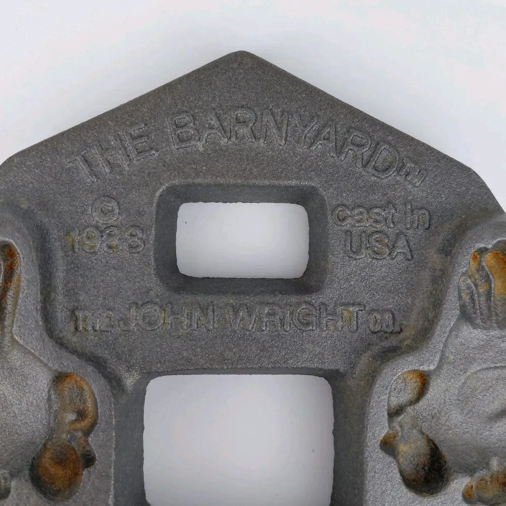 John Wright 1988 Barnyard Cast Iron Cookie Cornbread  Baking Mold Farm 2 sided